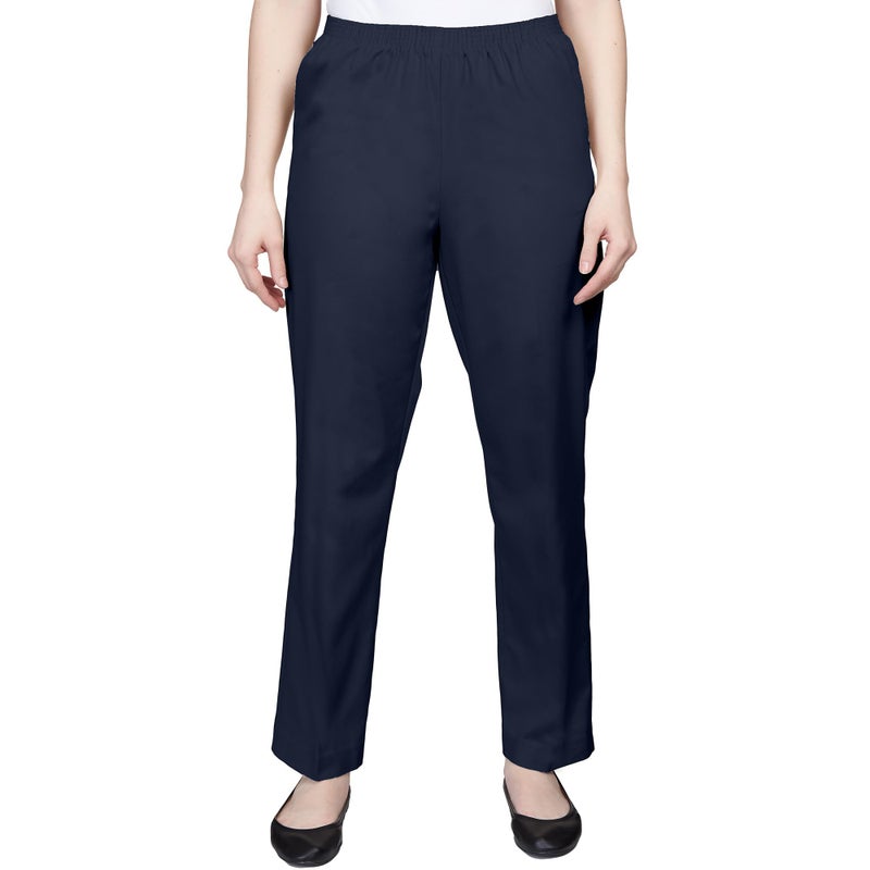 Alfred Dunner Womens Soft Twill Mid-Rise Regular Fit Straight Leg Regular Length Casual Pant Navy Size 10 - Image 1